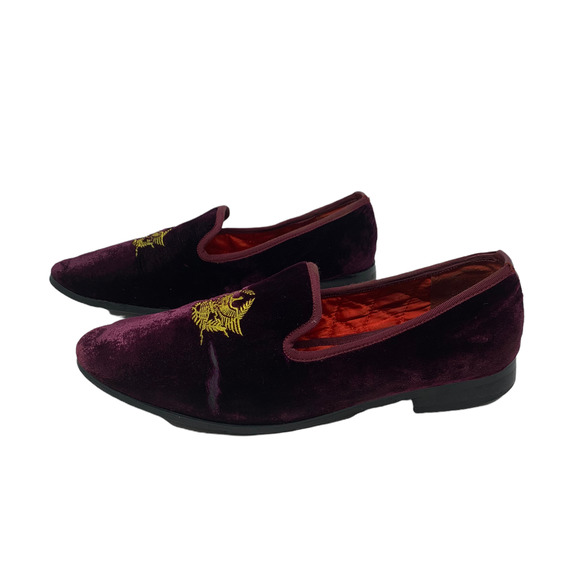Cesar Walks men red velvet slip on loafers size 9 - Picture 5 of 10
